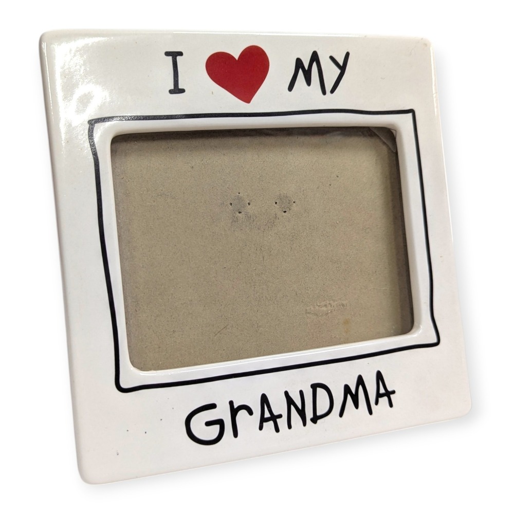 I Love My Grandma Ceramic Picture Frame White Heart Tabletop 6x6